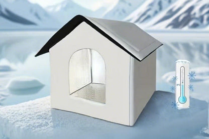 All Season Outdoor Cat House Self-Warming Shelter for Cats & Small Pets -Grey