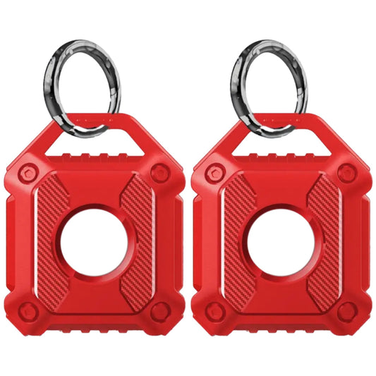 2Pcs For Apple AirTag Protective Case Water-Resistant TPU Full Cover with Key Ring Red