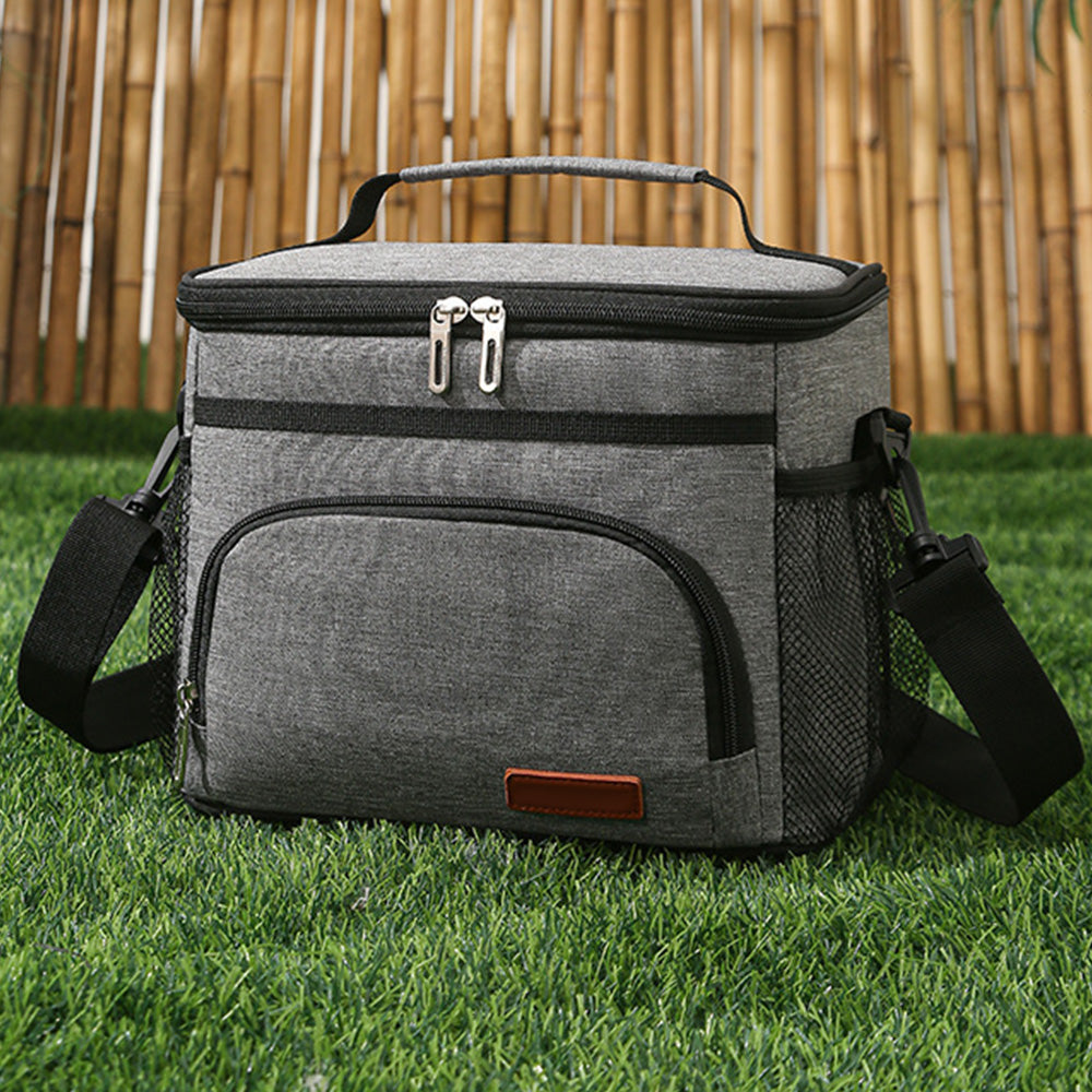Insulated Lunch Box Leak-Proof Cooler Bag with 4 Pockets Gray