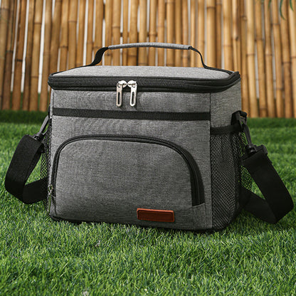 Insulated Lunch Box Leak-Proof Cooler Bag with 4 Pockets Gray