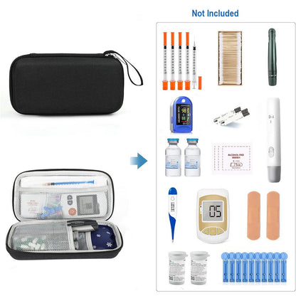 Insulin Cooler Travel Case EVA Insulation Travel Medicine Kit for Diabetes Care-Black
