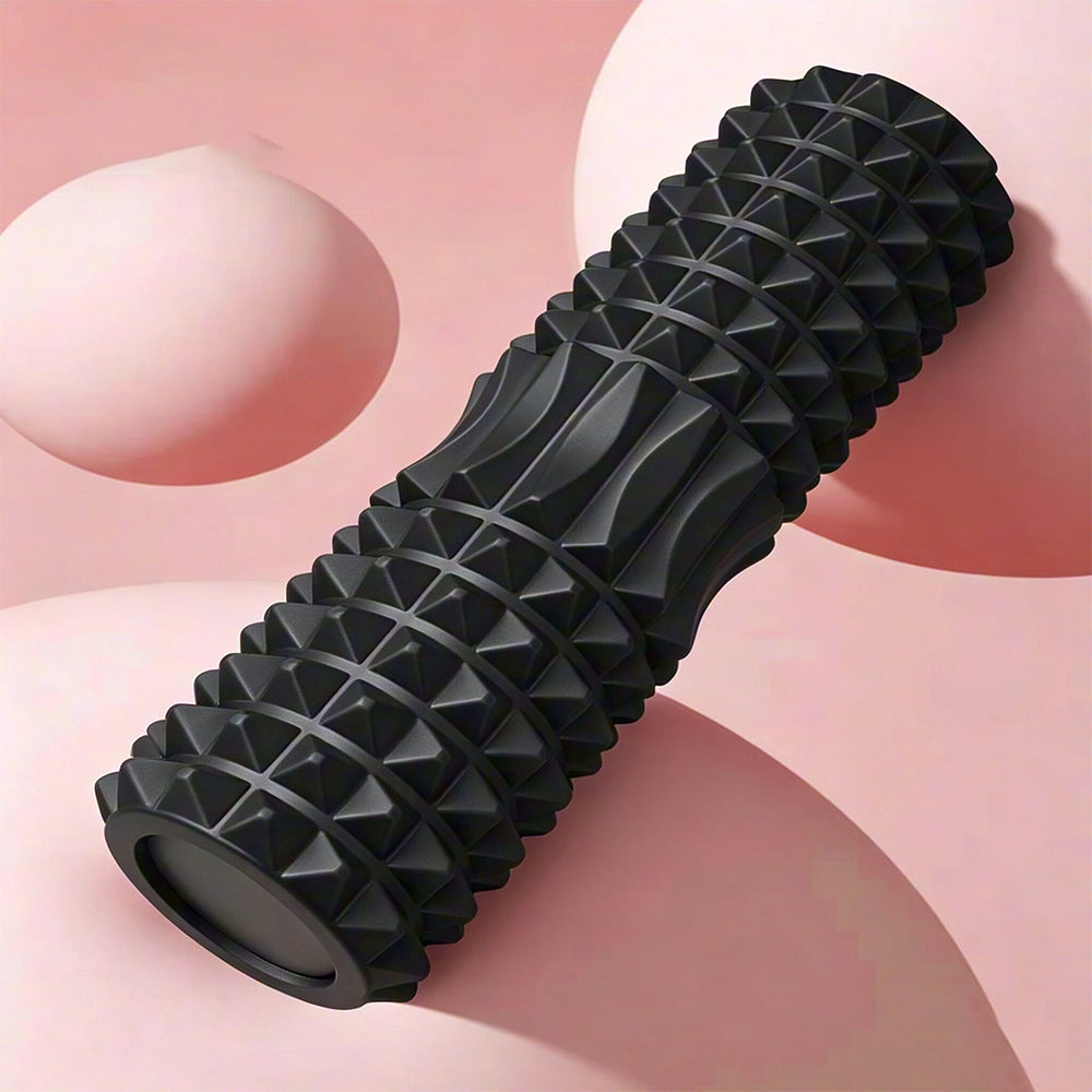 6Pcs Foam Roller Set with Massage Stick and Resistance Band-Black
