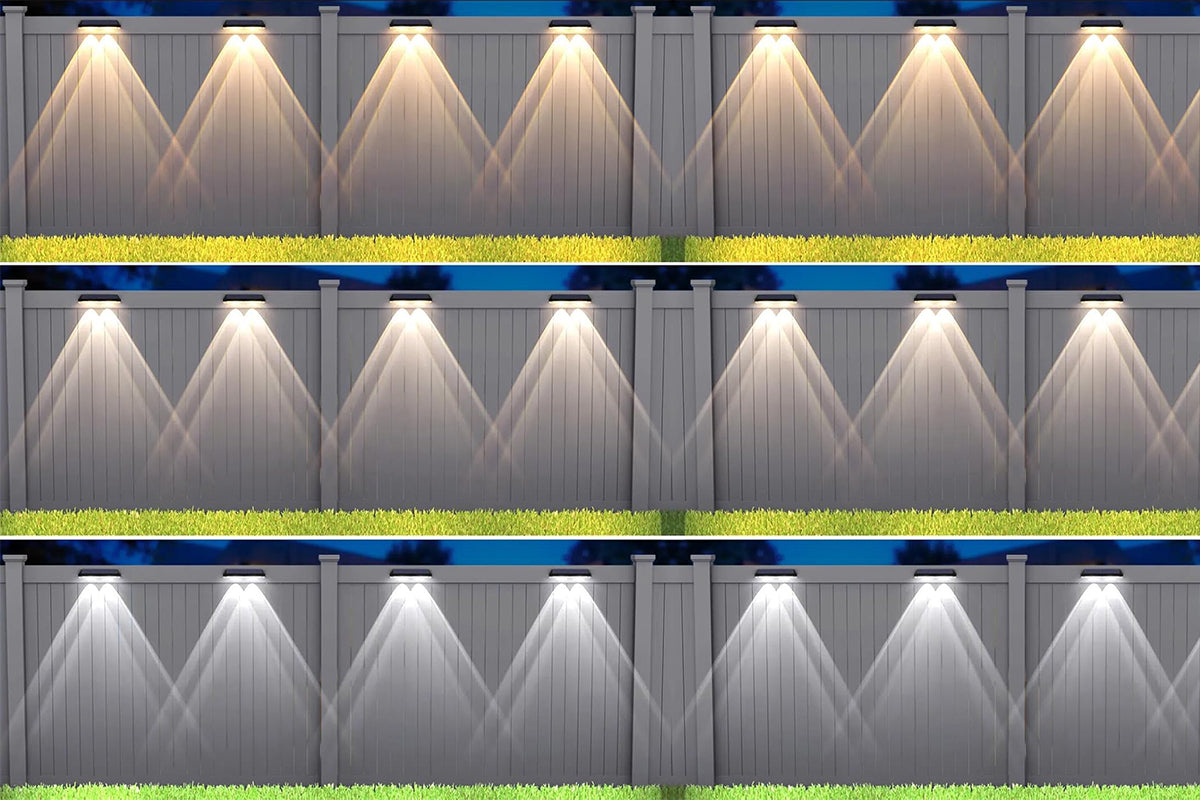 2Pcs Solar Fence Lights Outdoor Solar Lights Outdoor Waterproof for Backyard Railing -3 White Light Modes