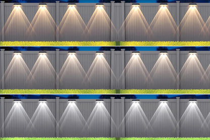 2Pcs Solar Fence Lights Outdoor Solar Lights Outdoor Waterproof for Backyard Railing -3 White Light Modes