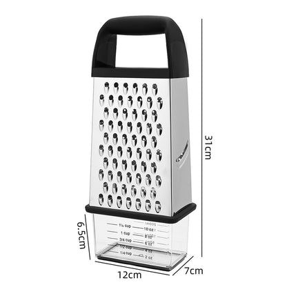 Box Grater with Container Stainless Steel Coarse Fine Slicer Non Slip Base