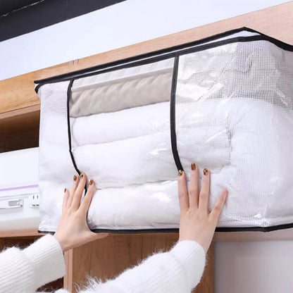 Clear Clothes Storage Bag with Handle Closet Organizer Container for Bedding Blanket Pillow Clothing Style 1