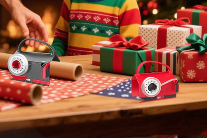 2-Pack Wrapping Paper Cutter and Tape Dispenser Dual-Use for Holiday Gift Wrap