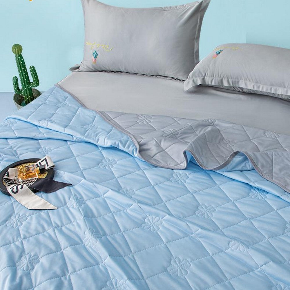 Double-Sided Cooling Blanket Summer Cool Touch Quilt Air Conditioner Blanket Blue