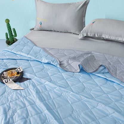 Double-Sided Cooling Blanket Summer Cool Touch Quilt Air Conditioner Blanket Blue