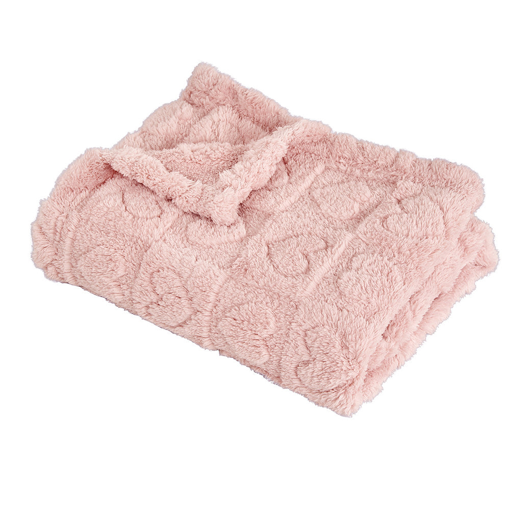 Cozy Fleece Blanket Heart Checkered Blanket for Sleeping Napping Pink