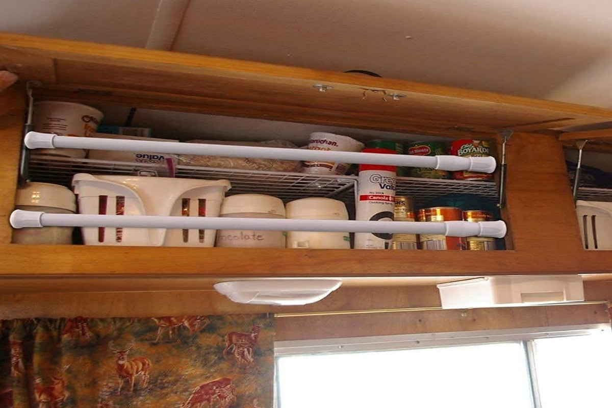 2PCS Tension Rod Window DIY Projects Cupboard Wardrobe Curtain Rods-White