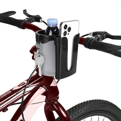3-in-1 Bike Cup Holder with Cell Phone Keys Holder Water Bottle Holder for Bicycles Grey