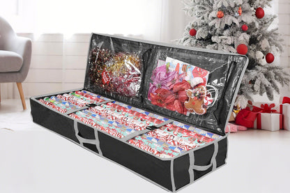 Wrapping Paper Storage Container Gift Wrap Organizer for Ribbon Accessories -Black