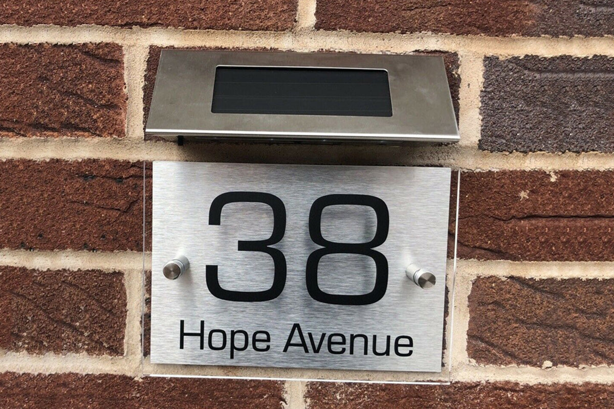 Solar Light House Signs Plaques LED House Number Acrylic Plaques