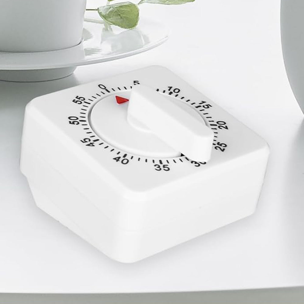 60-Minute Mechanical Kitchen Timer Visual Countdown Timer for Kitchen Cooking Study White
