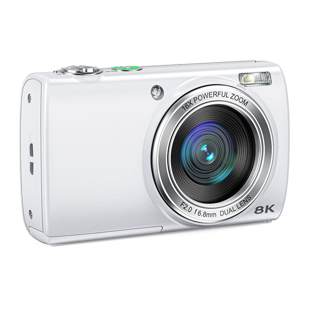 8K Dual Lens Digital Camera - Whitw