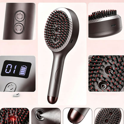 3 in 1 Electric Spray Hair Comb with Mist Function-Grey