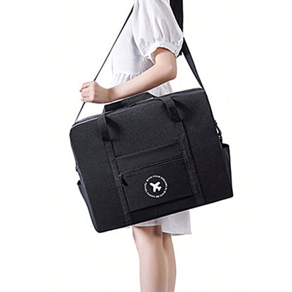 Foldable Travel Bag Large Capacity Sports Shoulder Bag Trip Boarding Bag Black