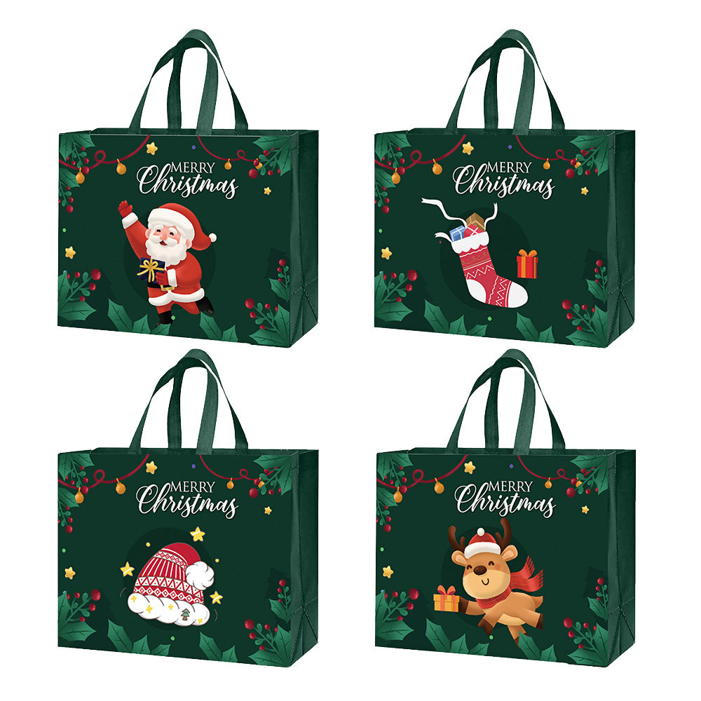24 Pack Christmas and Halloween Handled Gift Shopping Bags - Green