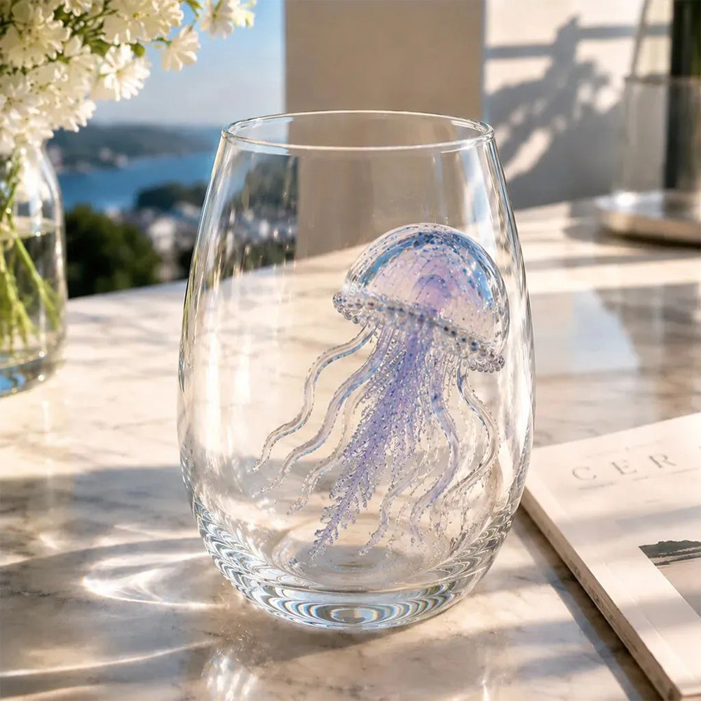 Handcrafted Marine Animal Glass Cup for Bar Home-Jellyfish