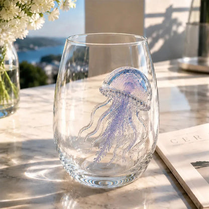 Handcrafted Marine Animal Glass Cup for Bar Home-Jellyfish