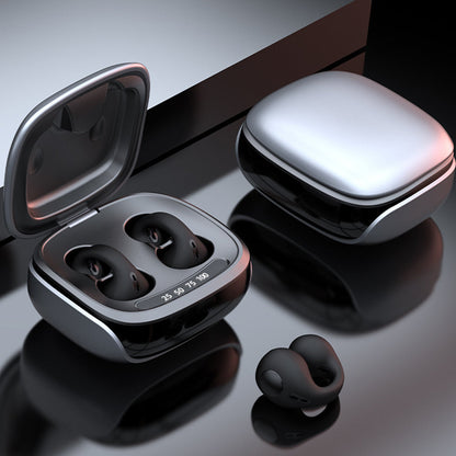 Sports Wireless Bluetooth Headphone Ear Clip Bone Conduction Headset Clip On Earbuds Black