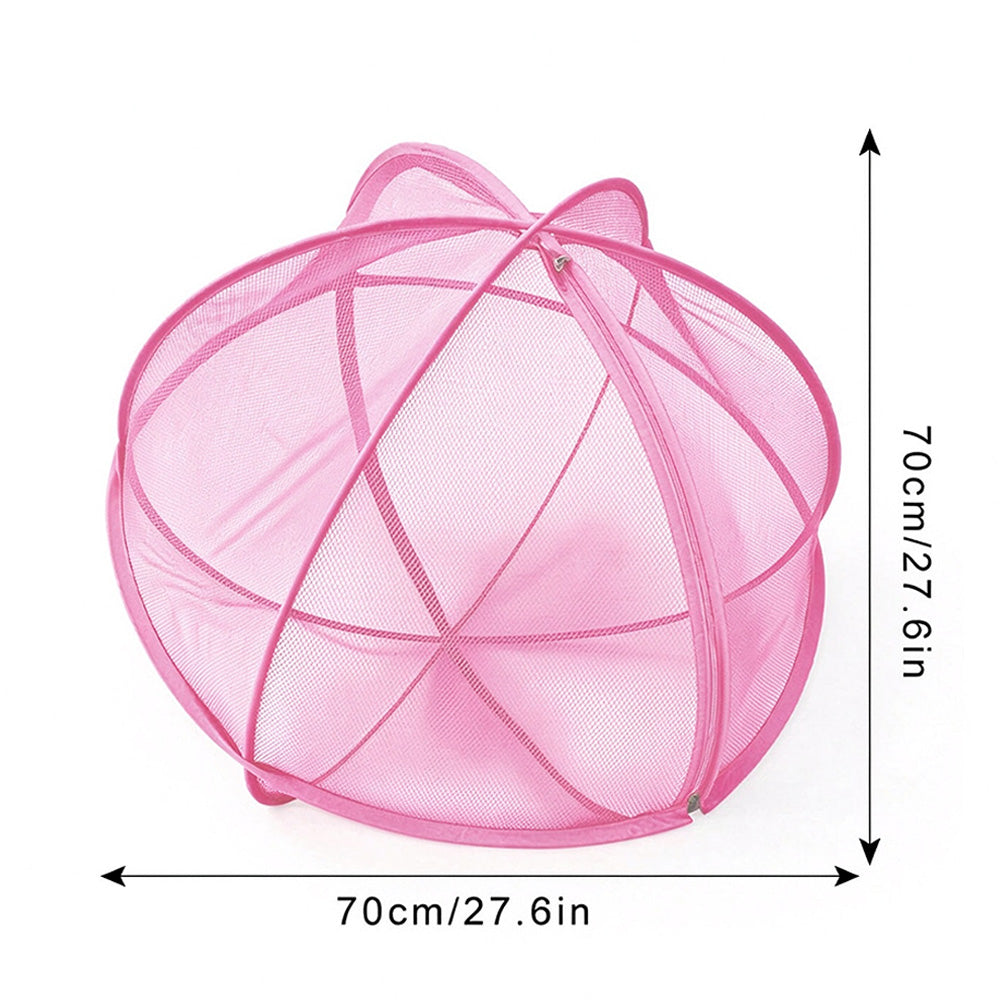 Foldable Pop Up Mesh Pet Playpen Tent with Zipper for Cats - Pink