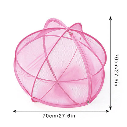 Foldable Pop Up Mesh Pet Playpen Tent with Zipper for Cats - Pink