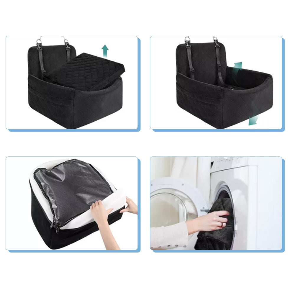 Car Dog Bed Pet Booster Seat For Small Dogs And Cats-Black