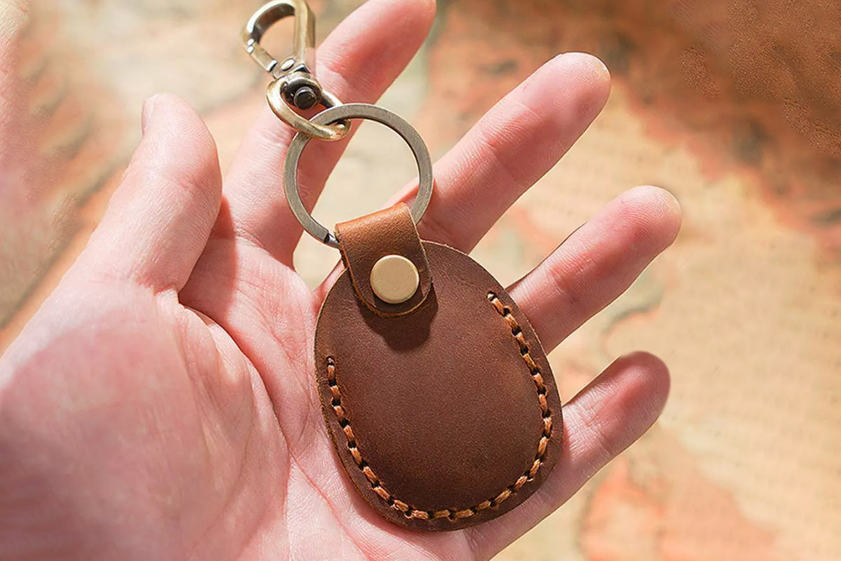 4Pcs For Apple AirTag PU Leather Holder Keyrings Dog Keychain Pet Cases
