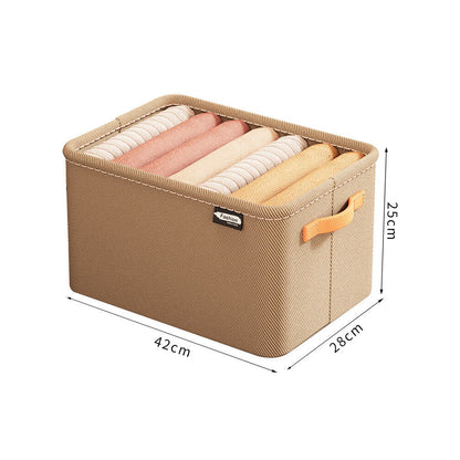 Set of 3Pcs Clothing Storage Box with Handles Wardrobe Storage Organizer Underwear Storage Khaki