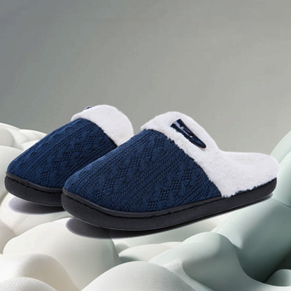 Indoor Non Slip Fuzzy Slippers-Navy