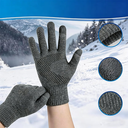 Winter Gloves Touch Screen Knitted Gloves Thermal Warm Gloves for Driving-Grey