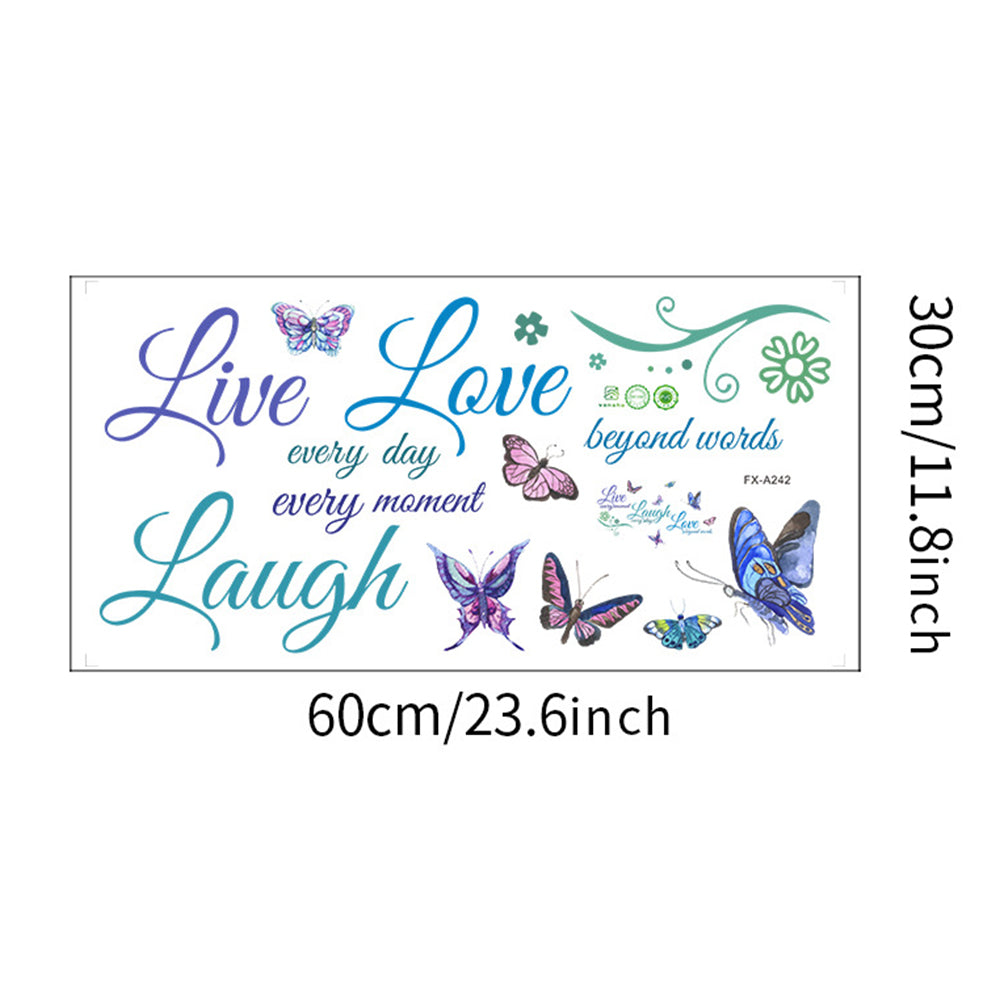 Colorful Live Love Laugh Wall Sticker Motivational Wall Decals -Blue