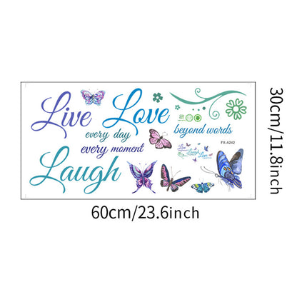 Colorful Live Love Laugh Wall Sticker Motivational Wall Decals -Blue