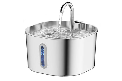 USB 2.2L Stainless Steel Pet Water Fountain - Long Window