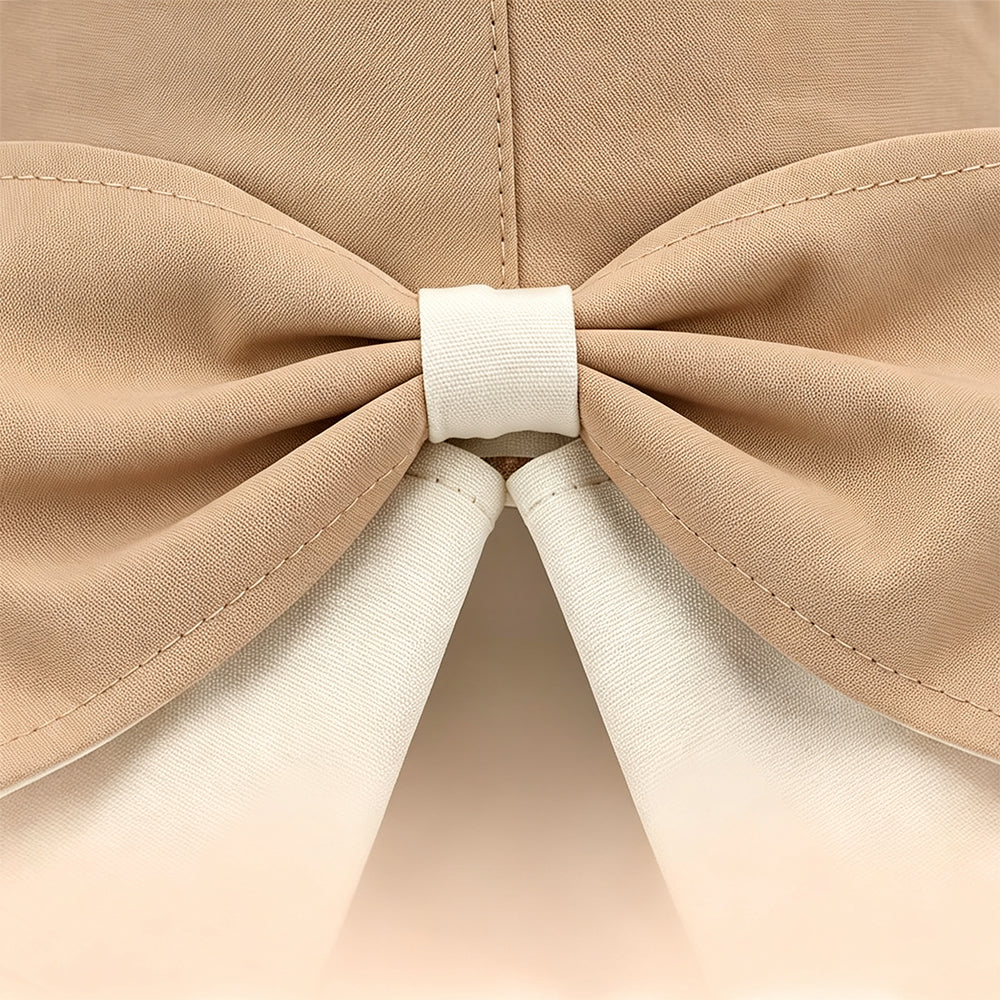 Wide Brim Bow Sun Hat Foldable Breathable Hat for Women - Khaki