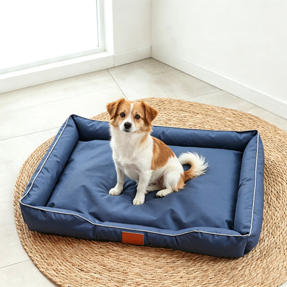 Square Raised Edge Oxford Fabric Sofa Pet Bed - Navy