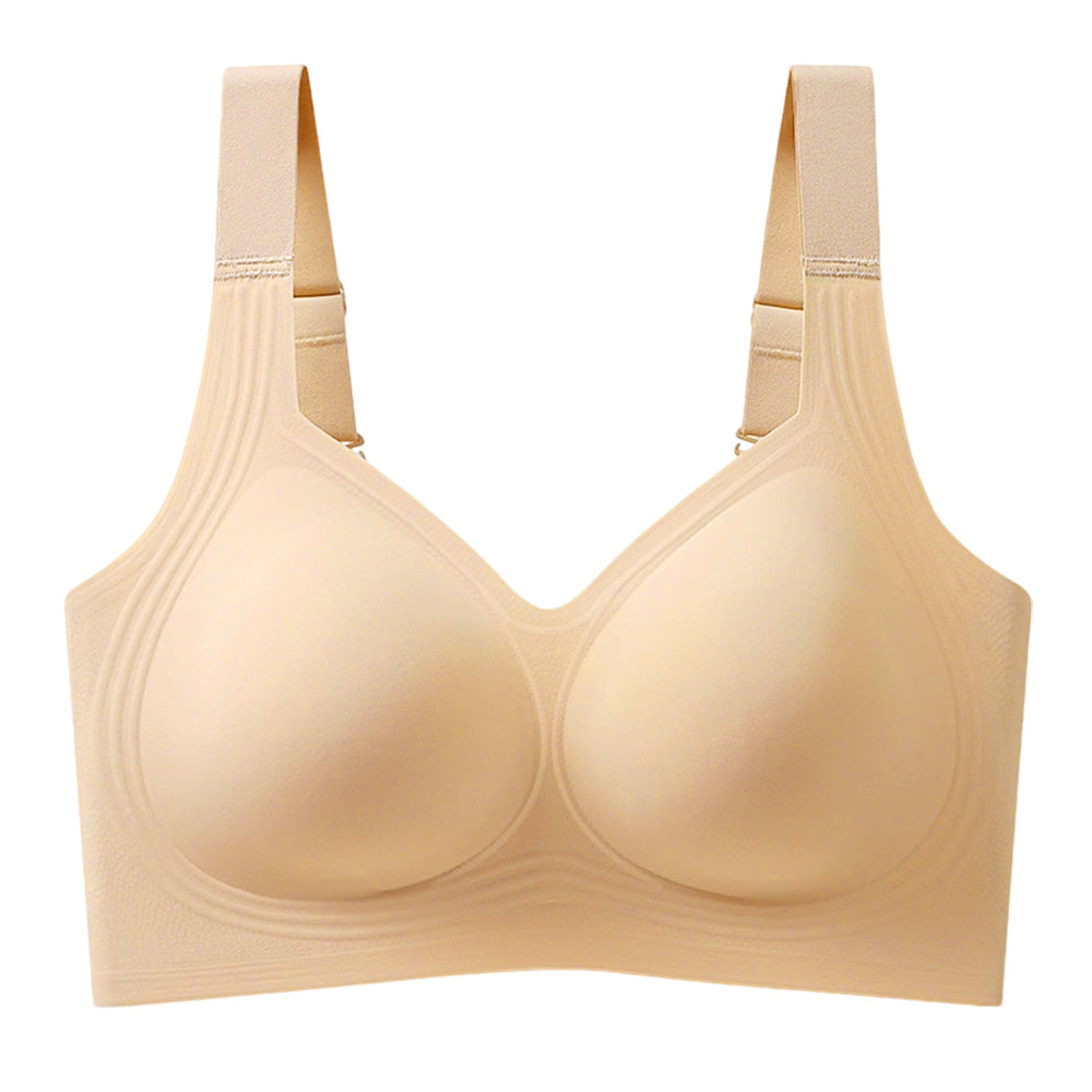 Seamless Wireless Plus Size Bra Full Coverage Comfortable Everyday Support for Women-Beige
