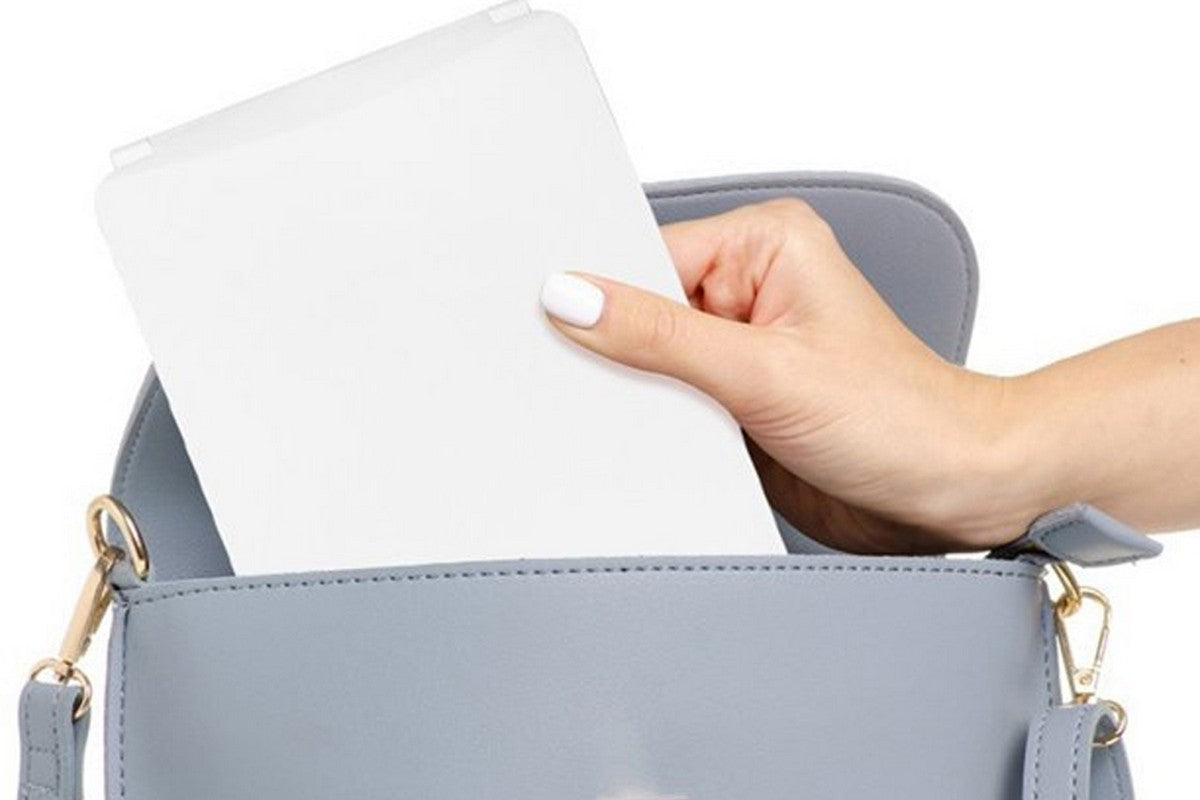 Touch Screen Makeup Mirror USB Rechargeable Cosmetic Mirror Portable Make Up Mirrors LED Mirror-White