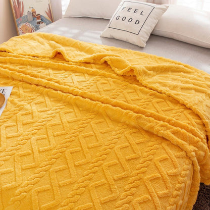 Flannel Throw Blanket Soft Fuzzy Cozy Warm Blanket Air-conditional Blanket Yellow