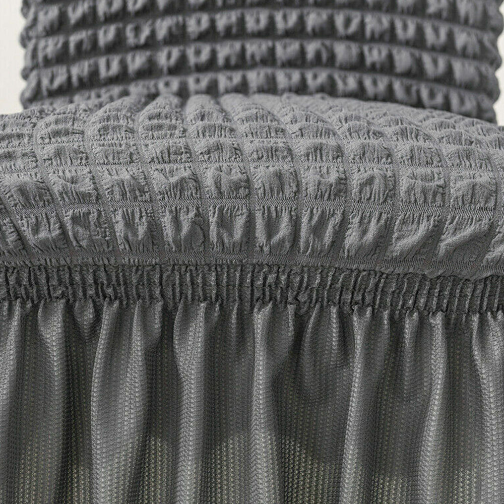 Soft Seersucker Fabric Removable Chair Covers with Lace Skirt -Grey