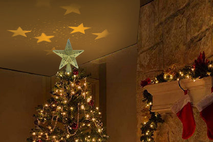 Christmas Tree Topper Star Lighted LED Christmas Treetop Projector Lights for Home Holiday Party Decor