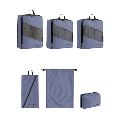 6Pcs Compression Packing Tubes Suitcase Organizer Bag Luggage Storage Bags Purple