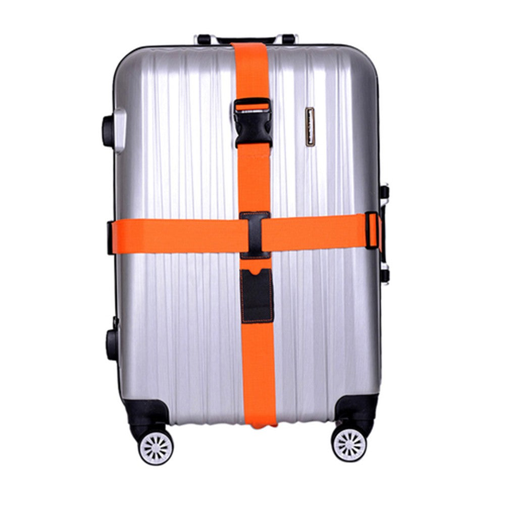 1Pc Cross Luggage Strap Adjustable Suitcase Strap Travel Suitcase Belt - Orange