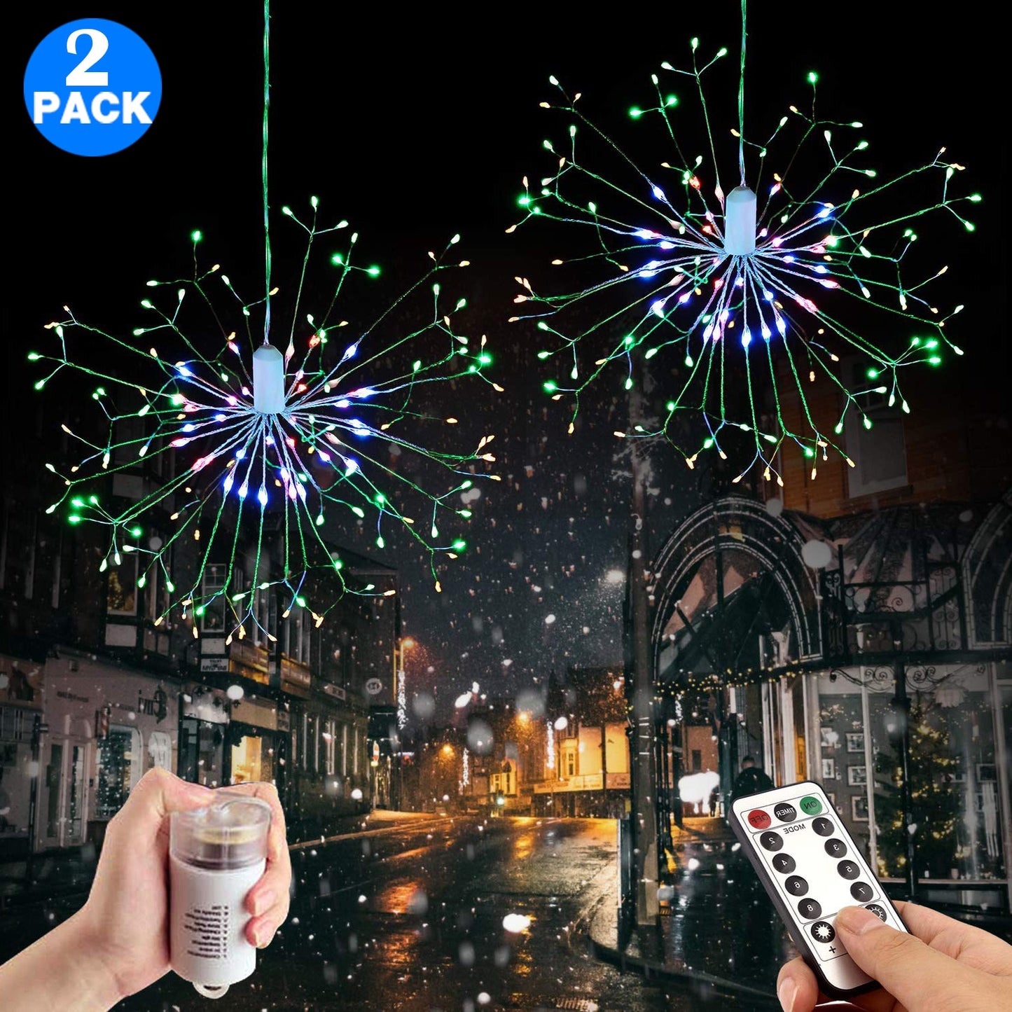 2Pcs 198 Bright Remote Control Explosion Star LED Fireworks Light