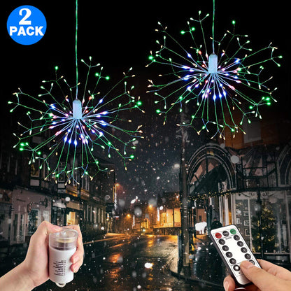 2Pcs 198 Bright Remote Control Explosion Star LED Fireworks Light