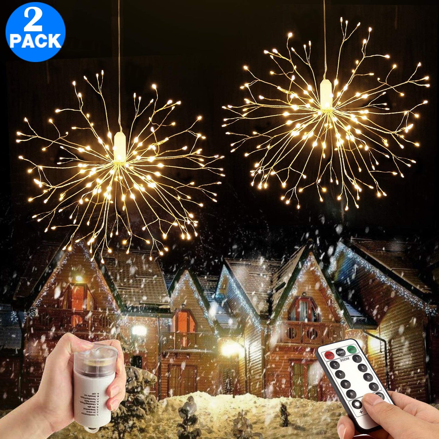 2Pcs 198 Bright Remote Control Explosion Star LED Fireworks Light