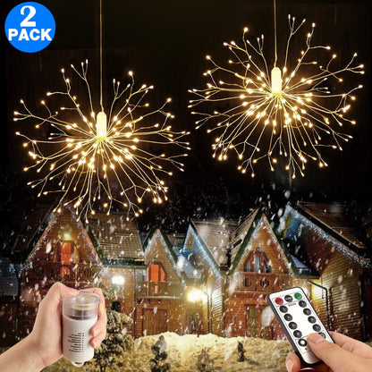 2Pcs 198 Bright Remote Control Explosion Star LED Fireworks Light