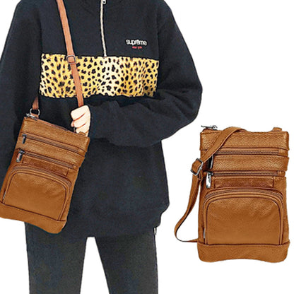 Womens Genuine Leather Crossbody Bag Shoulder Handbags Purses Brown